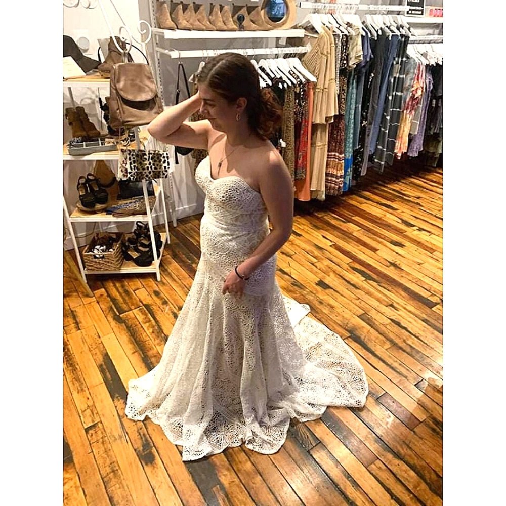 NEW Strapless Lace Mermaid Sweetheart Bohemian Style Wedding Dress, bridal gown